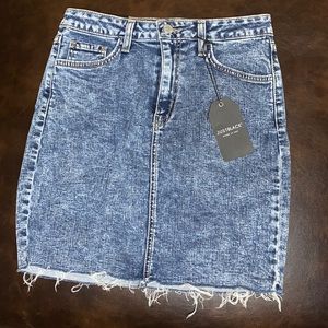 Acid wash denim skirt